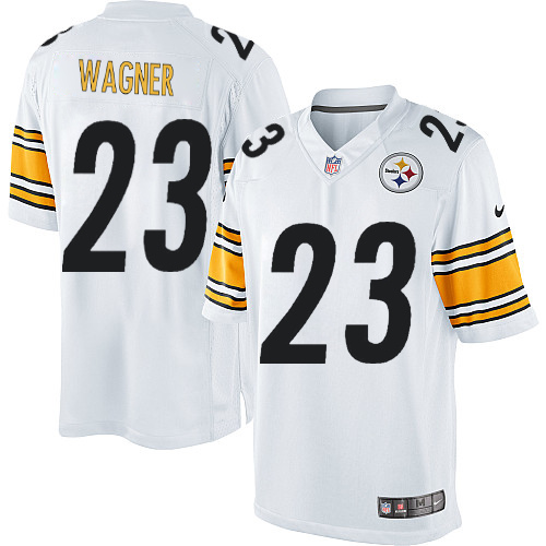 Men's Limited Mike Wagner Nike Jersey White Road - #23 NFL Pittsburgh Steelers
